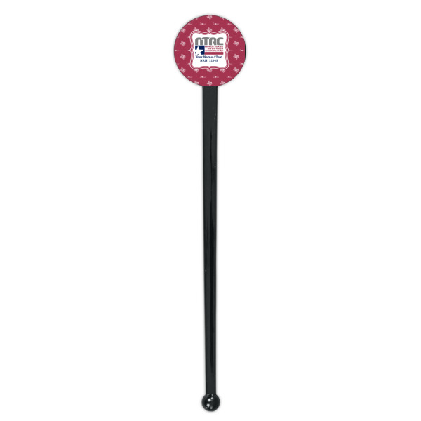 Custom Design - Black Plastic 7" Stir Stick - Round - Single Stick