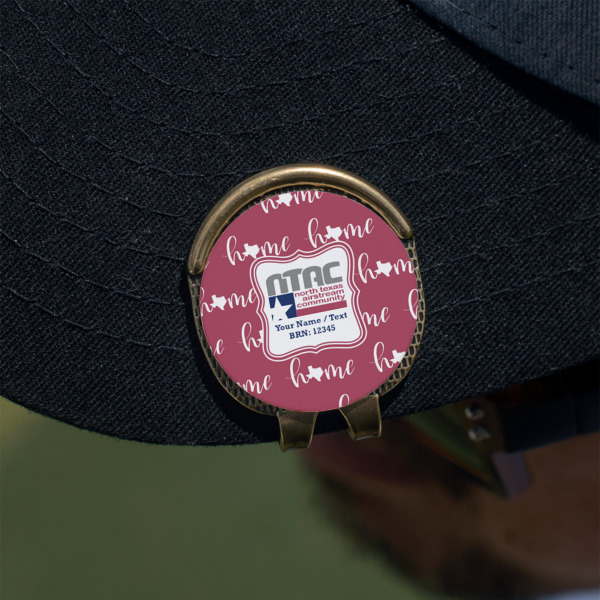 Custom Design - Golf Ball Marker Hat Clip - Gold - On Hat