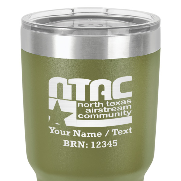 Custom Design - 30 oz Stainless Steel Ringneck Tumbler - Olive - Close Up