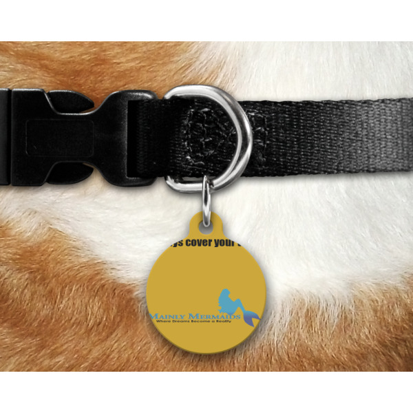 Custom Design - Round Pet Tag on Collar & Dog