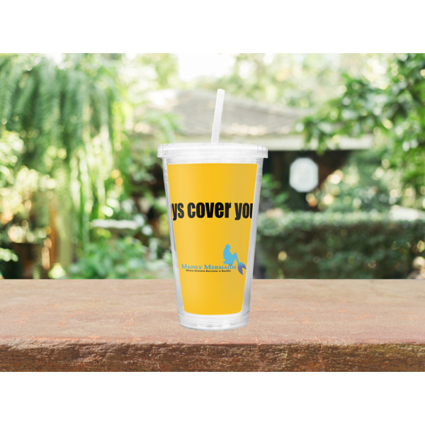 Custom Design - Double Wall Tumbler with Straw - Lifestyle