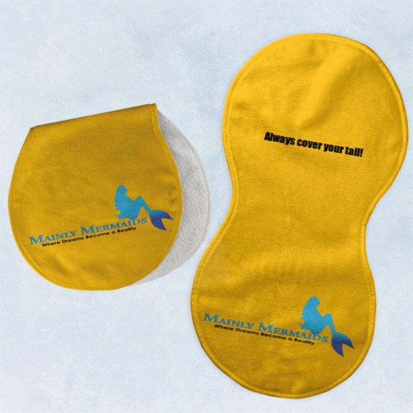 Custom Design - Two Peanut Shaped Burps - Open and Folded