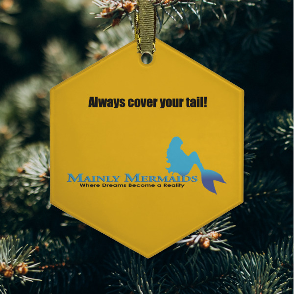 Custom Design - Frosted Glass Ornament - Hexagon (Lifestyle)