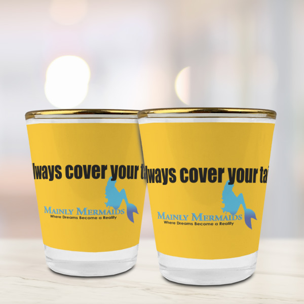 Custom Design - Glass Shot Glass - Gold Rim - Lifestyle