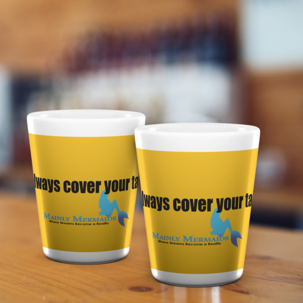 Custom Design - Ceramic Shot Glass - White - Lifestyle