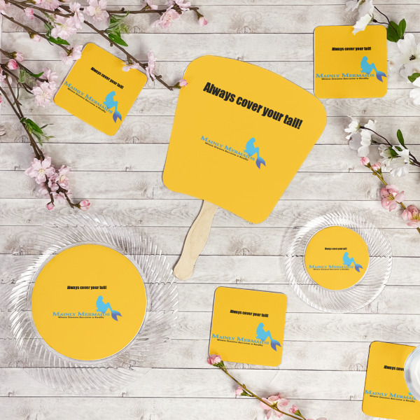 Custom Design - Party Supplies Combination Image - All items - Plates, Coasters, Fans