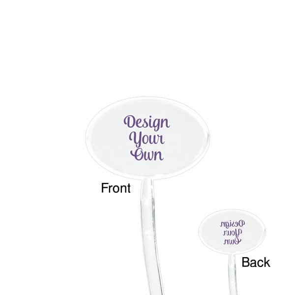 Custom Design - Clear Plastic 7" Stir Stick - Oval - Front & Back