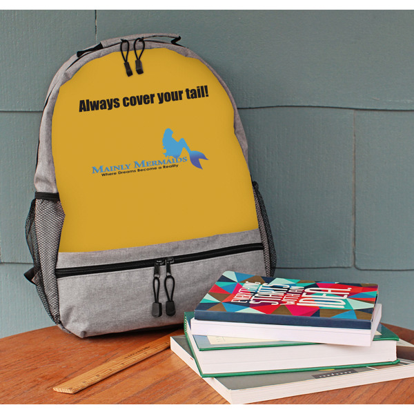 Custom Design - Large Backpack - Gray - On Desk