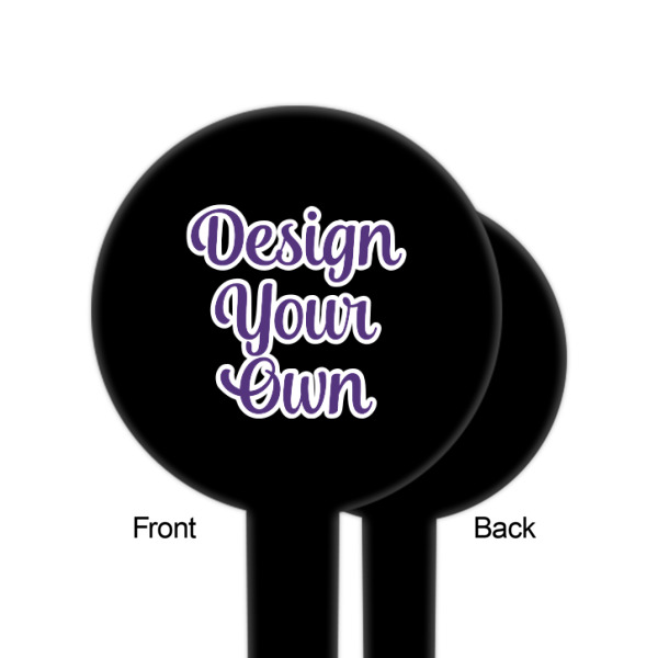 Custom Design - Black Plastic 6" Food Pick - Round - Single Sided - Front & Back