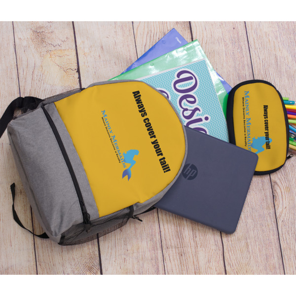 Custom Design - Large Backpack - Gray - With Stuff