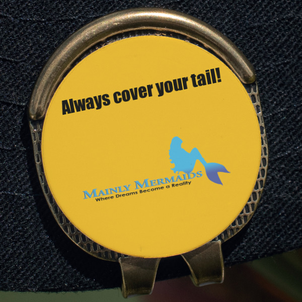 Custom Design - Golf Ball Marker Hat Clip - Gold - Close Up