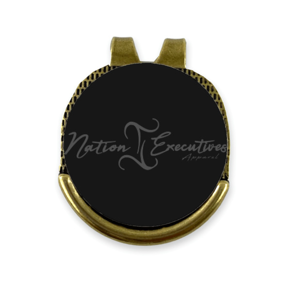 Custom Design - Golf Ball Marker Hat Clip Gold - Front