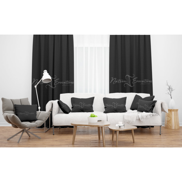 Custom Design - Sheer and Custom Curtains in Room with Matching Pillows