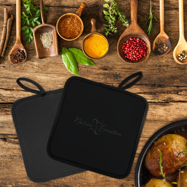 Custom Design - Neoprene Pot Holder - Set of 2  LIFESTYLE (Flatlay)