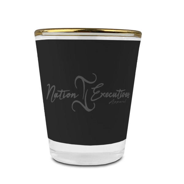 Custom Design - Glass Shot Glass - Gold Rim - Front