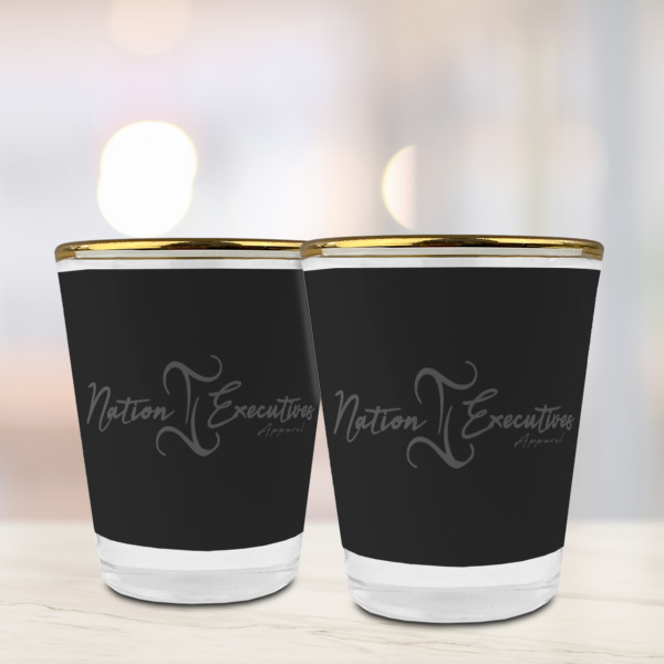 Custom Design - Glass Shot Glass - Gold Rim - Lifestyle