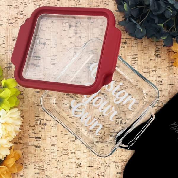 Custom Design - Glass Cake Dish - 8"x8" - Lifestyle
