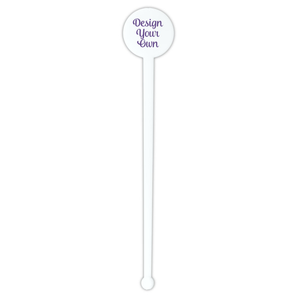 Custom Design - White Plastic 7" Stir Stick - Round - Single Stick