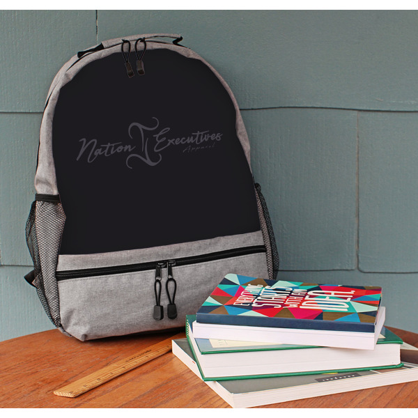 Custom Design - Large Backpack - Gray - On Desk