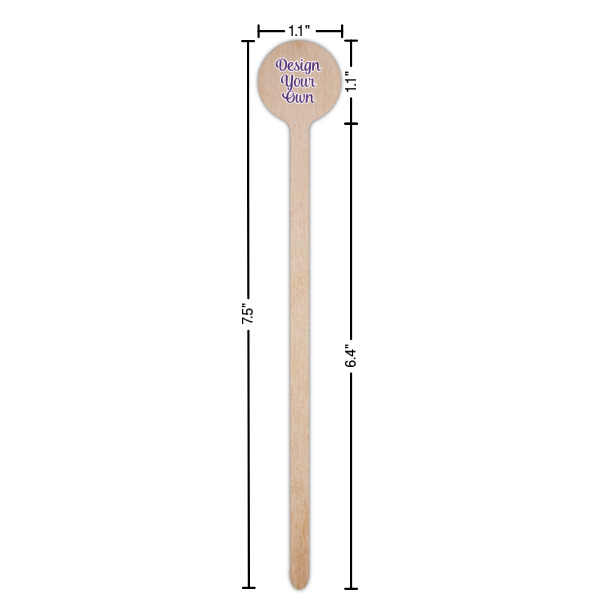 Custom Design - Wooden 7.5" Stir Stick - Round - Dimensions