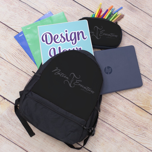 Custom Design - Large Backpack - Black - With Stuff