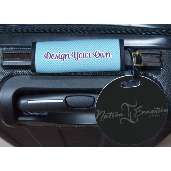 Custom Design - Round Luggage Tag & Handle Wrap - In Context