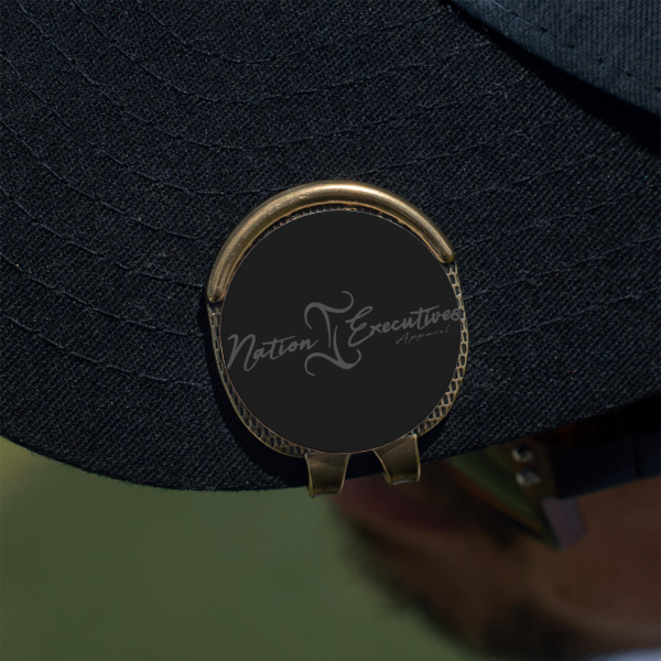 Custom Design - Golf Ball Marker Hat Clip - Gold - On Hat