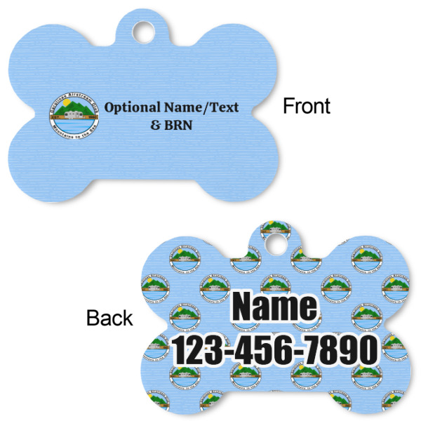 Custom Design - Bone Shaped Dog ID Tag - Small - Front & Back View