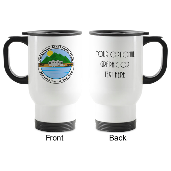 Custom Design - Stainless Steel Travel Mug with Handle - Front & Back