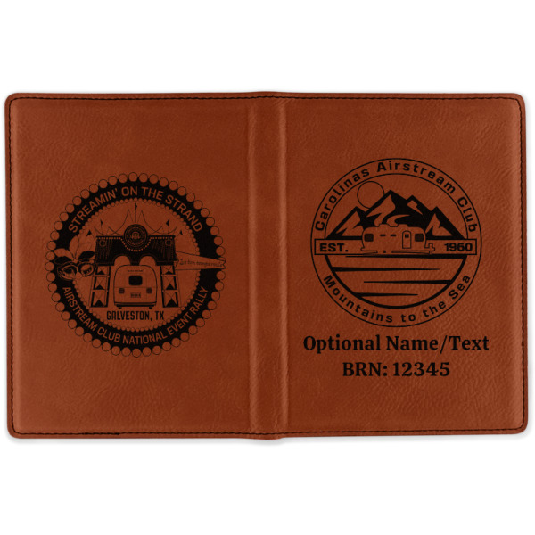 Custom Design - Cognac Leather Passport Holder Outside Double Sided - Apvl