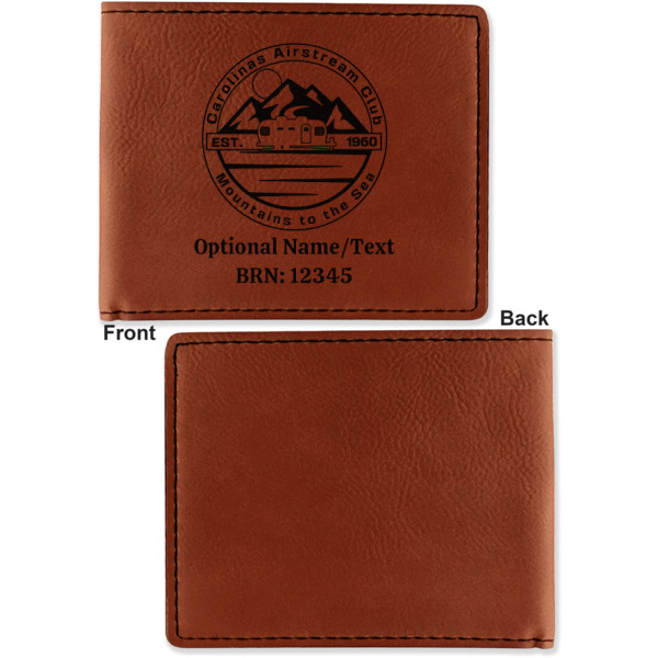 Custom Design - Cognac Leatherette Bifold Wallets - Front and Back Single Sided - Apvl