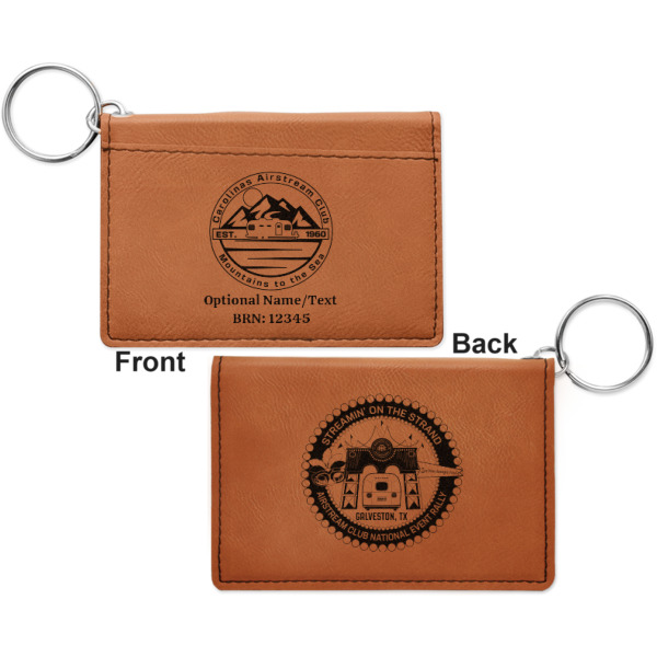 Custom Design - Cognac Leatherette Keychain ID Holders - Front and Back Apvl