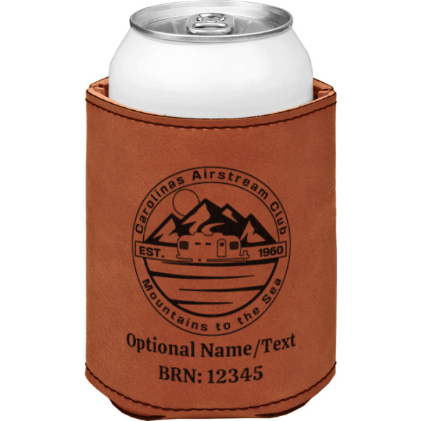 Custom Design - Cognac Leatherette Can Sleeve - Single Front