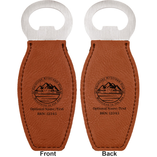 Custom Design - Leather Bar Bottle Opener - Front and Back (double sided)