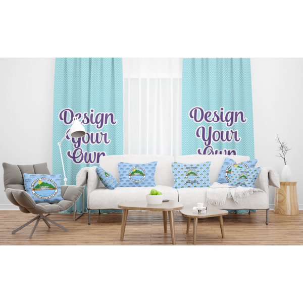 Custom Design - Sheer and Custom Curtains in Room with Matching Pillows