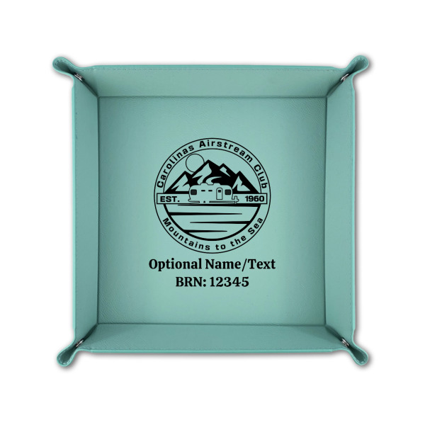 Custom Design - 6" x 6" Teal Leatherette Snap Up Tray - FOLDED UP