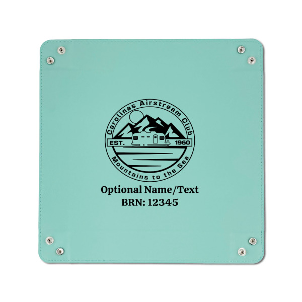 Custom Design - 6" x 6" Teal Leatherette Snap Up Tray - APPROVAL