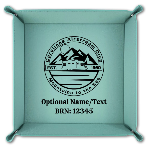 Custom Design - 9" x 9" Teal Leatherette Snap Up Tray - FOLDED