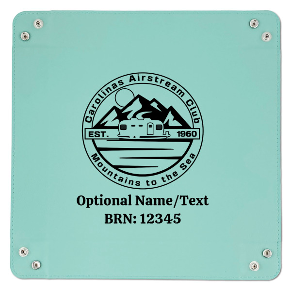 Custom Design - 9" x 9" Teal Leatherette Snap Up Tray - APPROVAL