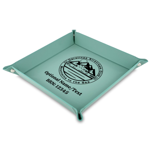 Custom Design Your Own Faux Leather Dice Tray - 9" x 9"  - Teal