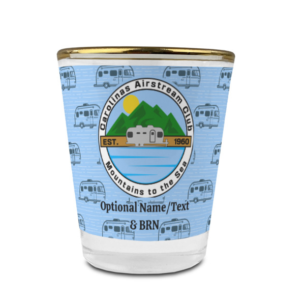 Custom Design - Glass Shot Glass - Gold Rim - Front