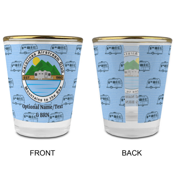 Custom Design - Glass Shot Glass - Gold Rim - Front & Back