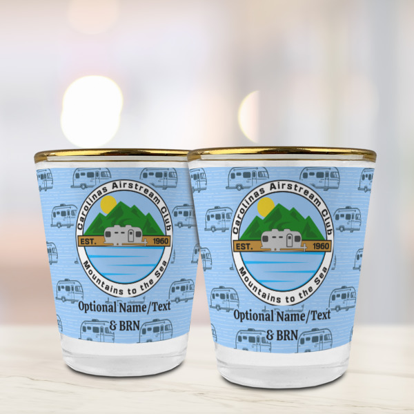 Custom Design - Glass Shot Glass - Gold Rim - Lifestyle