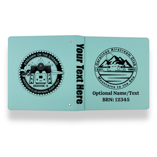 Custom Design - Leather Binder - 1" - Teal - Back Spine Front View