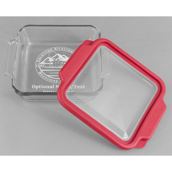 Custom Design - Glass Cake Dish - 8"x8" - Dish w/ Lid