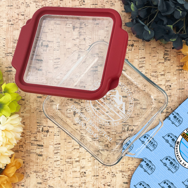 Custom Design - Glass Cake Dish - 8"x8" - Lifestyle