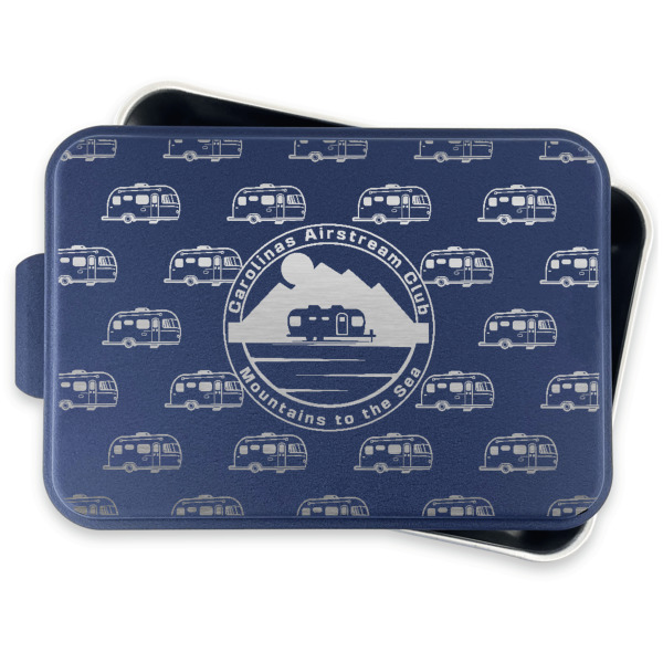 Custom Design - Aluminum Baking Pan - Navy Lid - FRONT w/lid off
