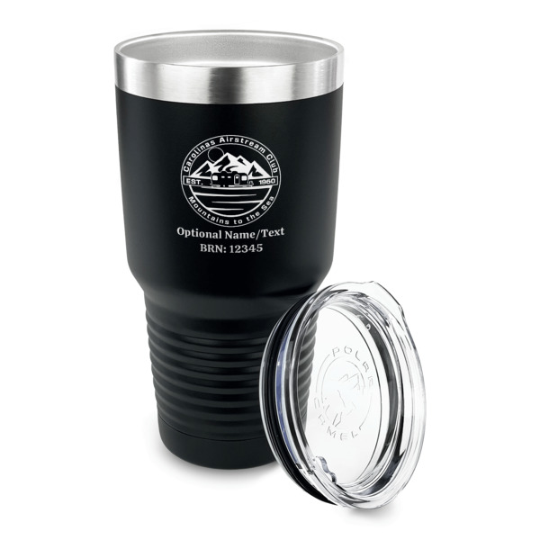 Custom Design - 30 oz Stainless Steel Ringneck Tumblers - Black - LID OFF
