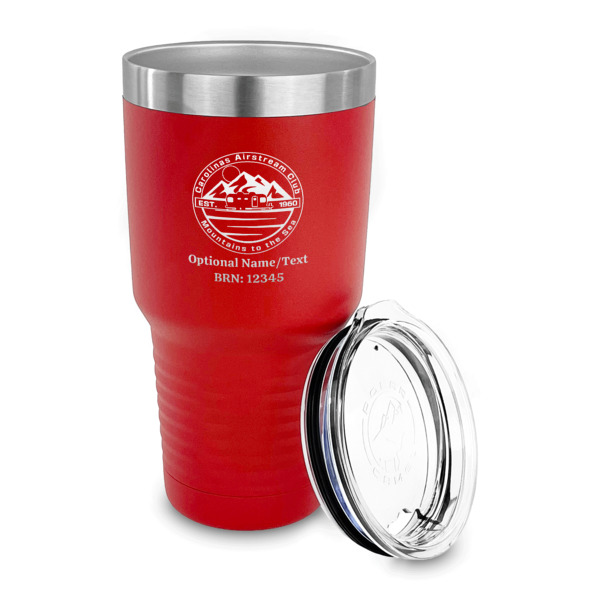 Custom Design - 30 oz Stainless Steel Ringneck Tumblers - Red - LID OFF