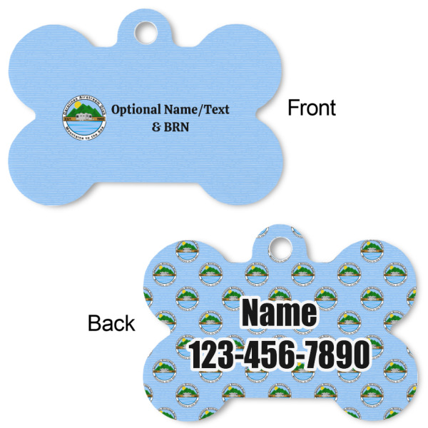 Custom Design - Bone Shaped Dog ID Tag - Large - Front & Back View